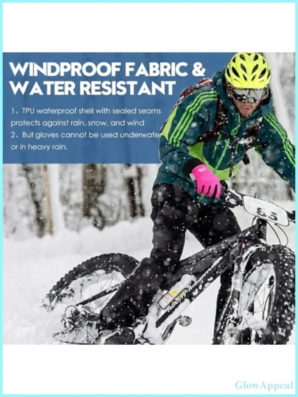 Winter Gloves with 3M Thermal Insulation, Lycra Fabric, Touchscreen, Anti-Slip